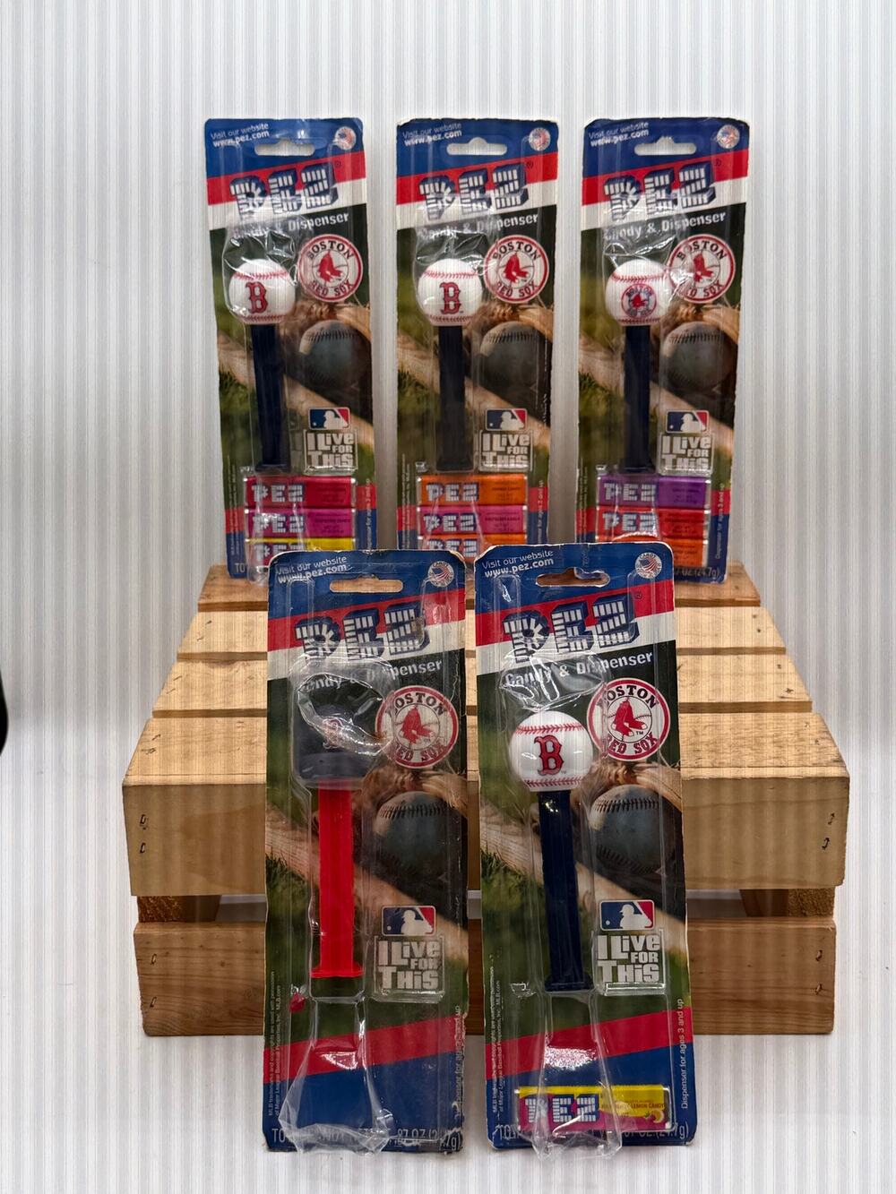 Lot of 5 Vintage Boston Red Sox MLB PEZ Candy & Dispensers (New on Card)